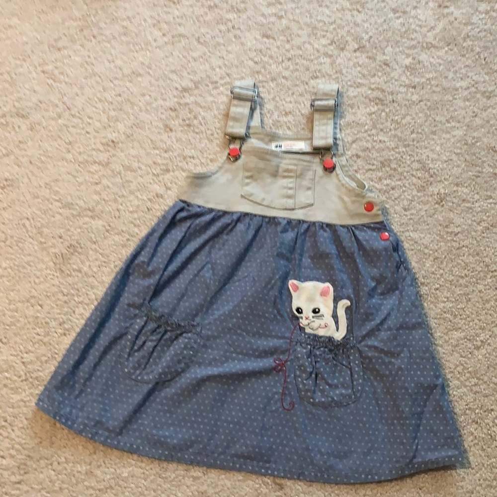 Overalls dress with cat pocket detail